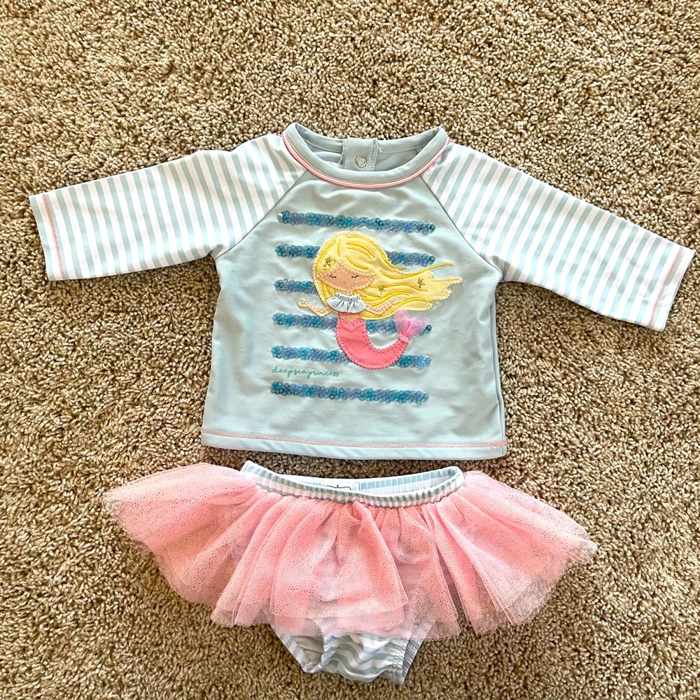 Mud pie rashguard bikini size 6-9 months